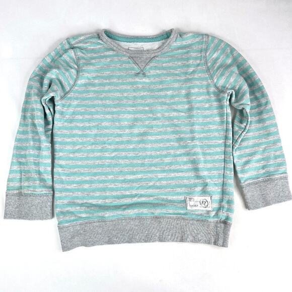 Sonoma Goods For Life Teal & Grey Striped Sweatshirt 7X - Picture 1 of 8